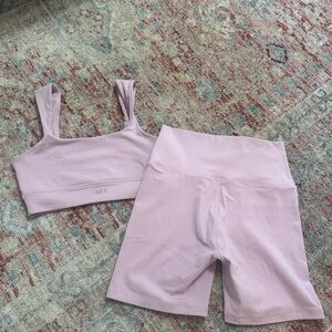 SET Activewear light pink Spots Bra & Biker Shorts set